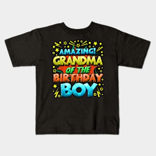 Grandma Of The Birthday Boy Matching Family Grandma Party Kids T-Shirt